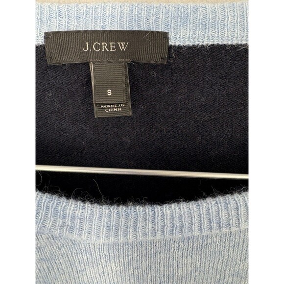 J Crew Sweater Womens Sm Blue Wool Angora Rabbit Blend Button Accent Elbow Patch - Picture 6 of 7
